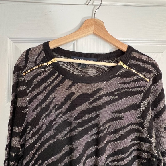 French Connection - gold and black tiger print sweater dress. Size 8 - Picture 3 of 10